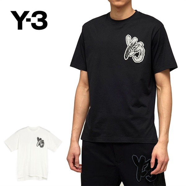 Y-3 ワイスリー ブラッシュロゴ オーバーサイズ グラフィックTシャツ
